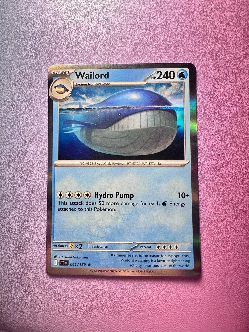 wailord - 041/159 (holo rare) — pokémon: journey together